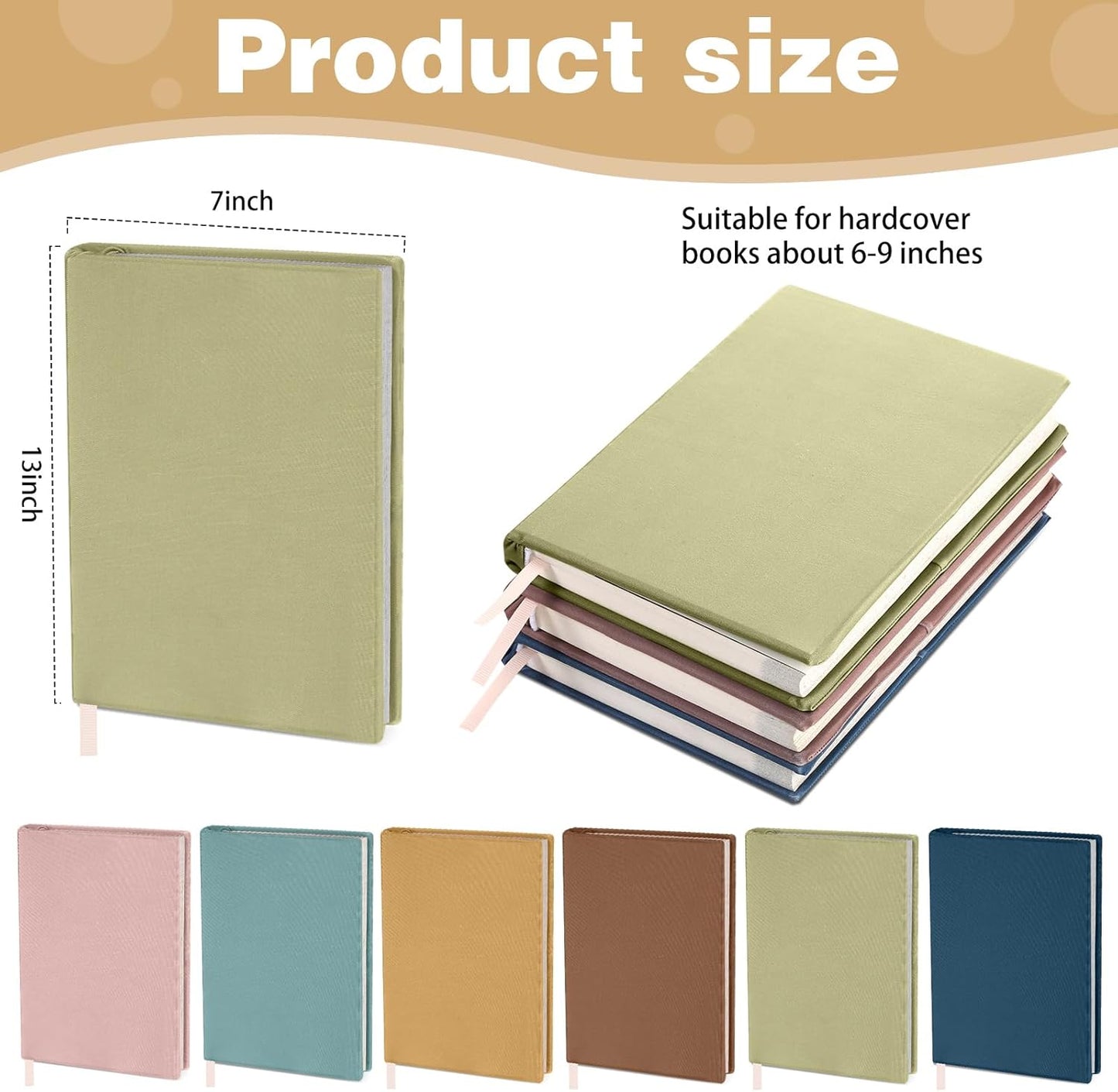 12 Pack Stretchable Book Covers, 7.09 x 12.99 Inch Washable Reusable Fabric Book Sleeve Covers Suitable for 6-9 Inch Hardcover Textbooks Notebook Protection(Textured Colors)
