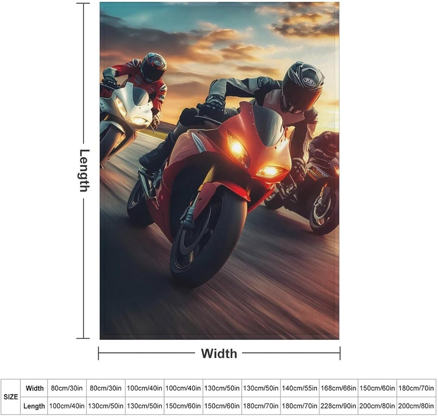 Motorbike Motorcycle Racing Throw Blanket for Couch Bed Plush Cozy Fuzzy Flannel Blanket for All Season 50"x70"