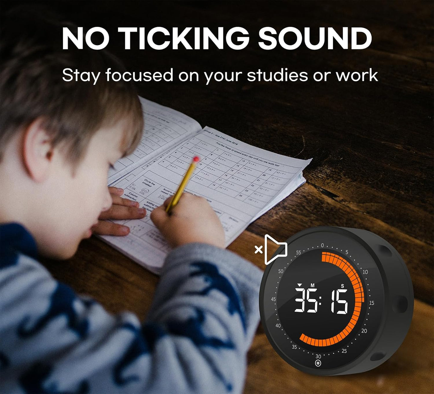 Visual Digital Timer - 60 Min Countdown & Count Up, Large LED Screen with Red Visual Disc, Magnetic Silent Timer for Kids, Seniors, Classroom, Kitchen Cooking, ADHD & Autism Productivity Tool