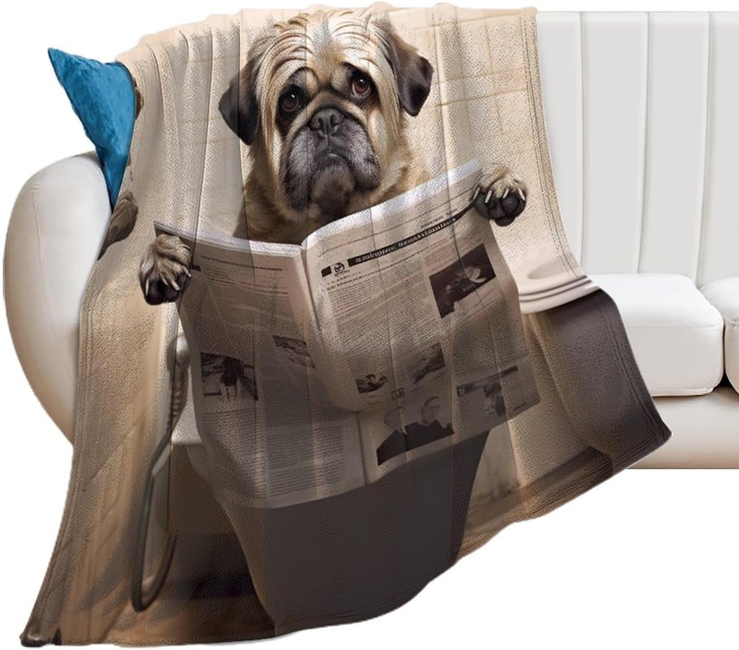 Throw Blanket Soft Plush Fleece Blanket Ultra-Soft Micro Throws Dog Reading The Newspaper Throw Blanket Lightweight Warm Bed Blankets Cozy Sofa Decorative Throws for Couch All Seasons
