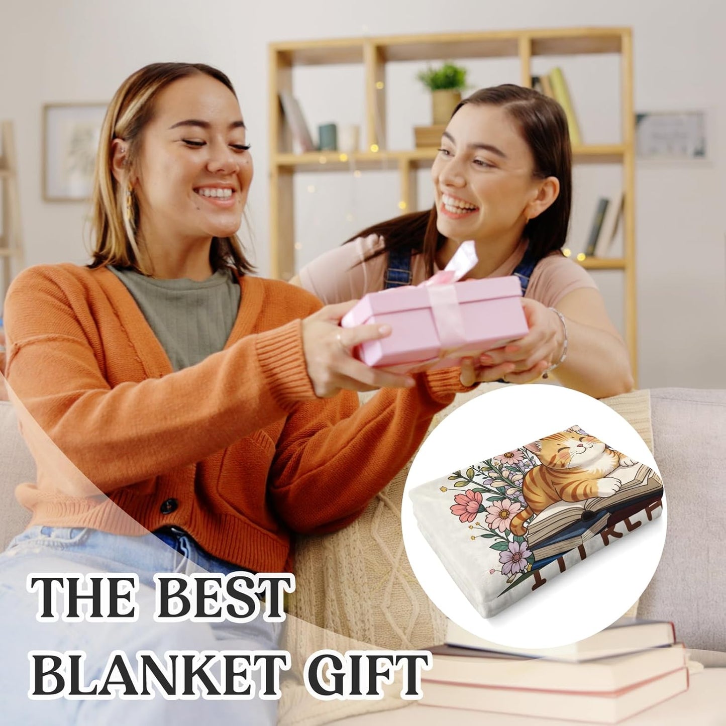 Book Lovers Gifts for Women, Reading Blanket for Book Lovers, Bookish Gifts, Teacher Appreciation Gift, Graduation Presents for Her Him Librarian, Christmas Bookworm Reading Blanket 60"x50"