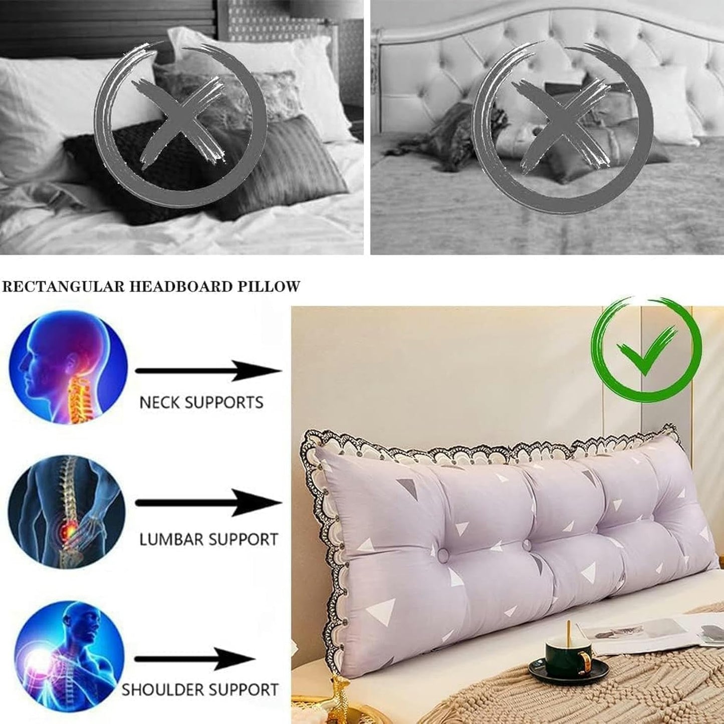 Large Reading Wedge Pillow, Removable Washable Full Queen Daybed Bunk Bed Bolster Cushion Bed Rest Headboard Cushion Bed Rest Pillows(Red,180cm)