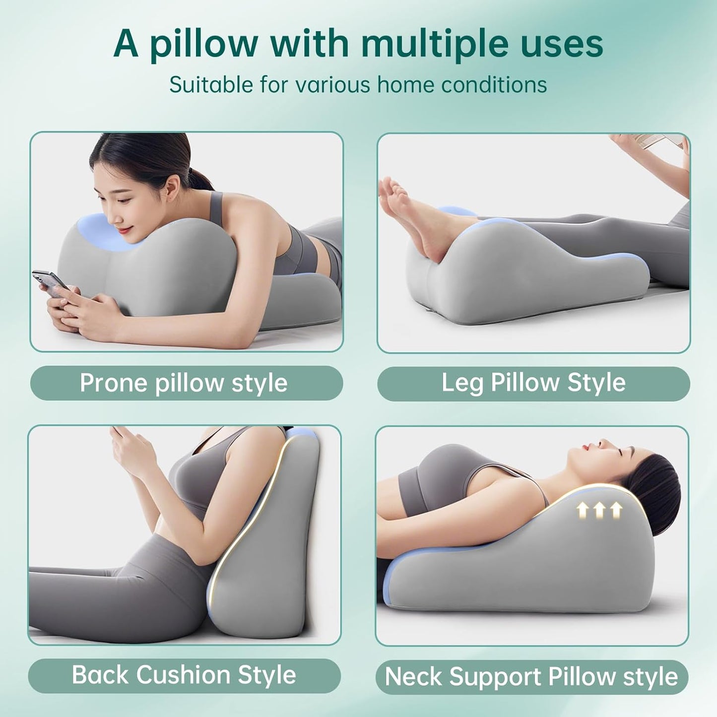 Memory Foam Wedge Pillow Intimacy Couples Pillow, Pregnant Ergonomic Contoured Position Pillow for Sleeping & Reading, Multi-Functional Bed Pillow Back Support Cushion Blue