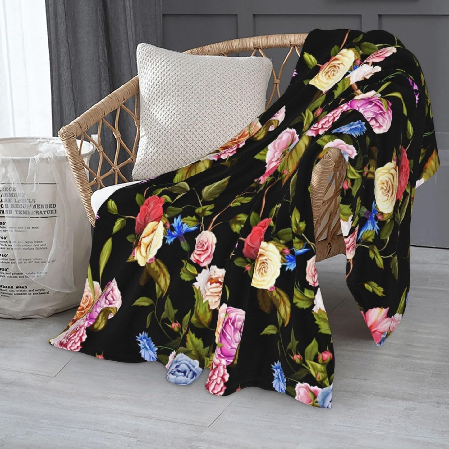 Colorful Peony Flowers Print Fleece Throw Blanket Ultra Soft Cozy Decorative Flannel Blanket All Season for Home Couch Bed Chair Travel 80x60in