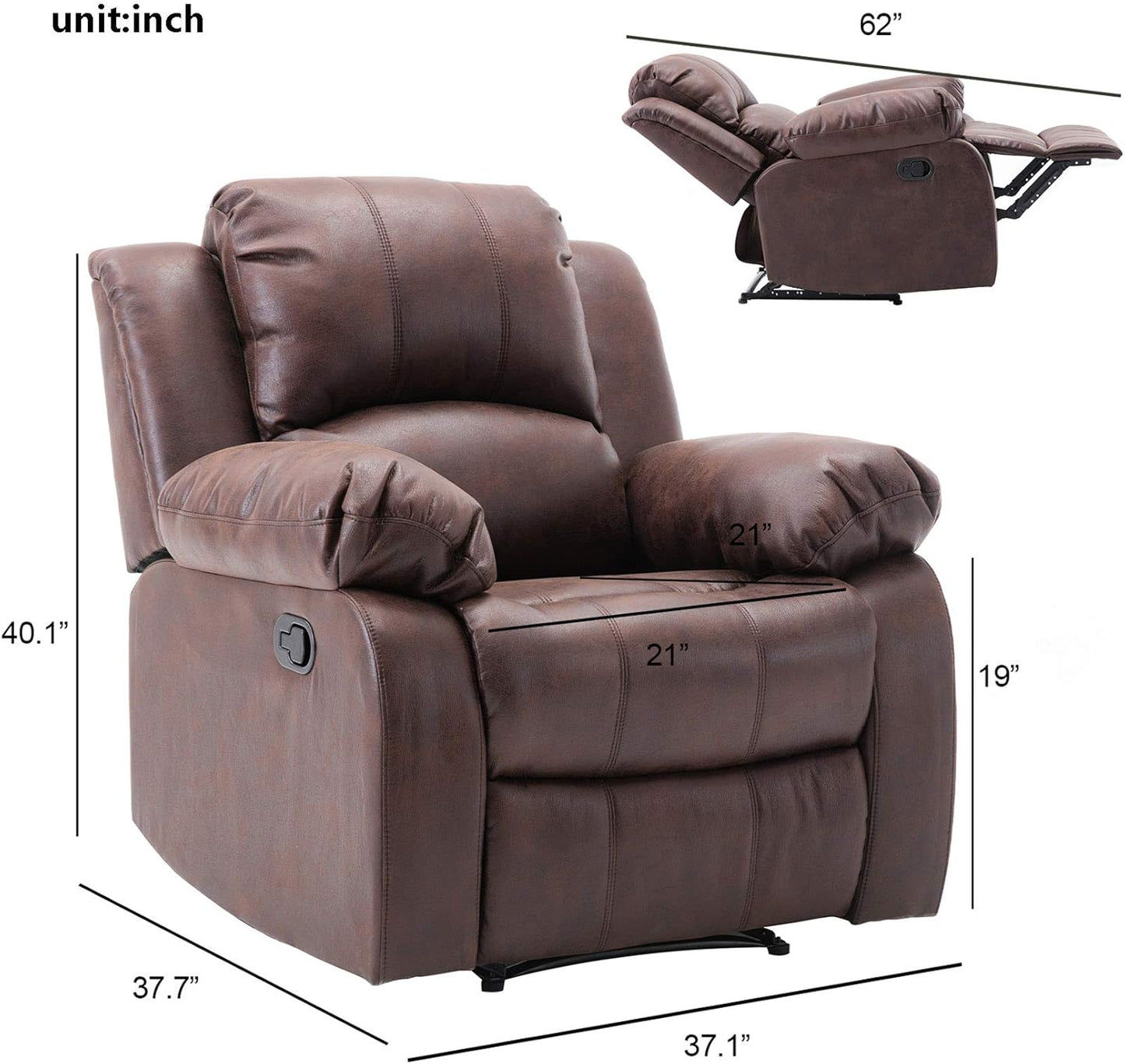 Faux Leather Home Theater Seating Manual Living Room Single Chair Reclining Sofa Ergonomic Lounge Chair Reading Chair