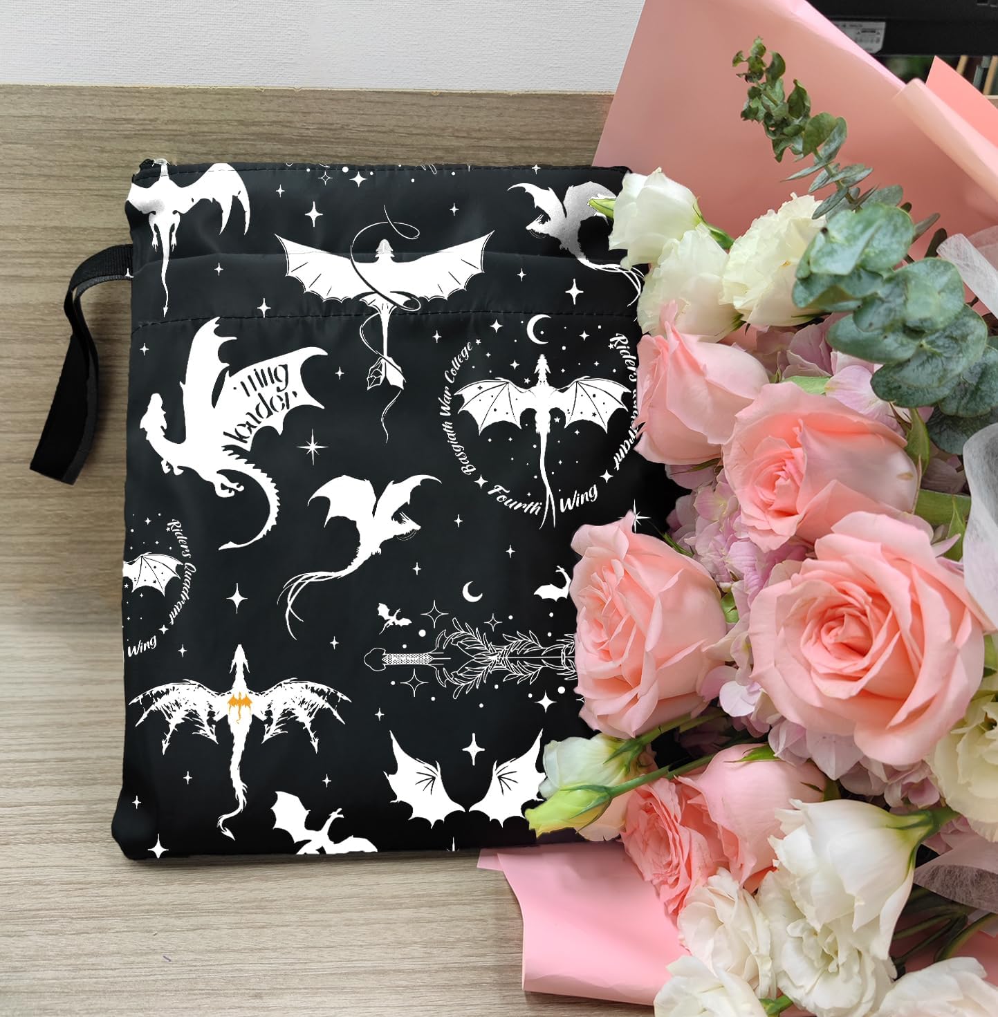 Romantasy Dark Academia Dragons Book Sleeve, Fantasy Novel Reader Gift, Bookish Gifts, Book Inspired Gift, Paperback Protector Book Cover Dragons Lovers Book Gifts (Basgiath War College-Black)
