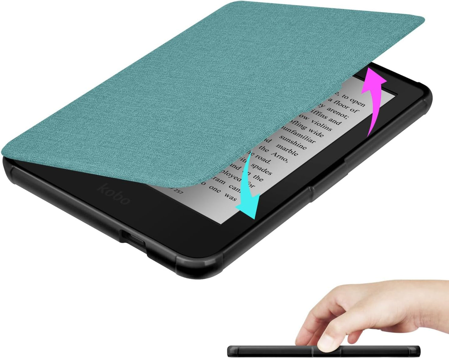 YoungMe Case for 6"" Kobo Clara Colour Only - Ultra Slim PU Leather Smart Cover with Auto Sleep and Wake, Premium Protective Case with Hand Strap for Kobo Clara Colour (Green)
