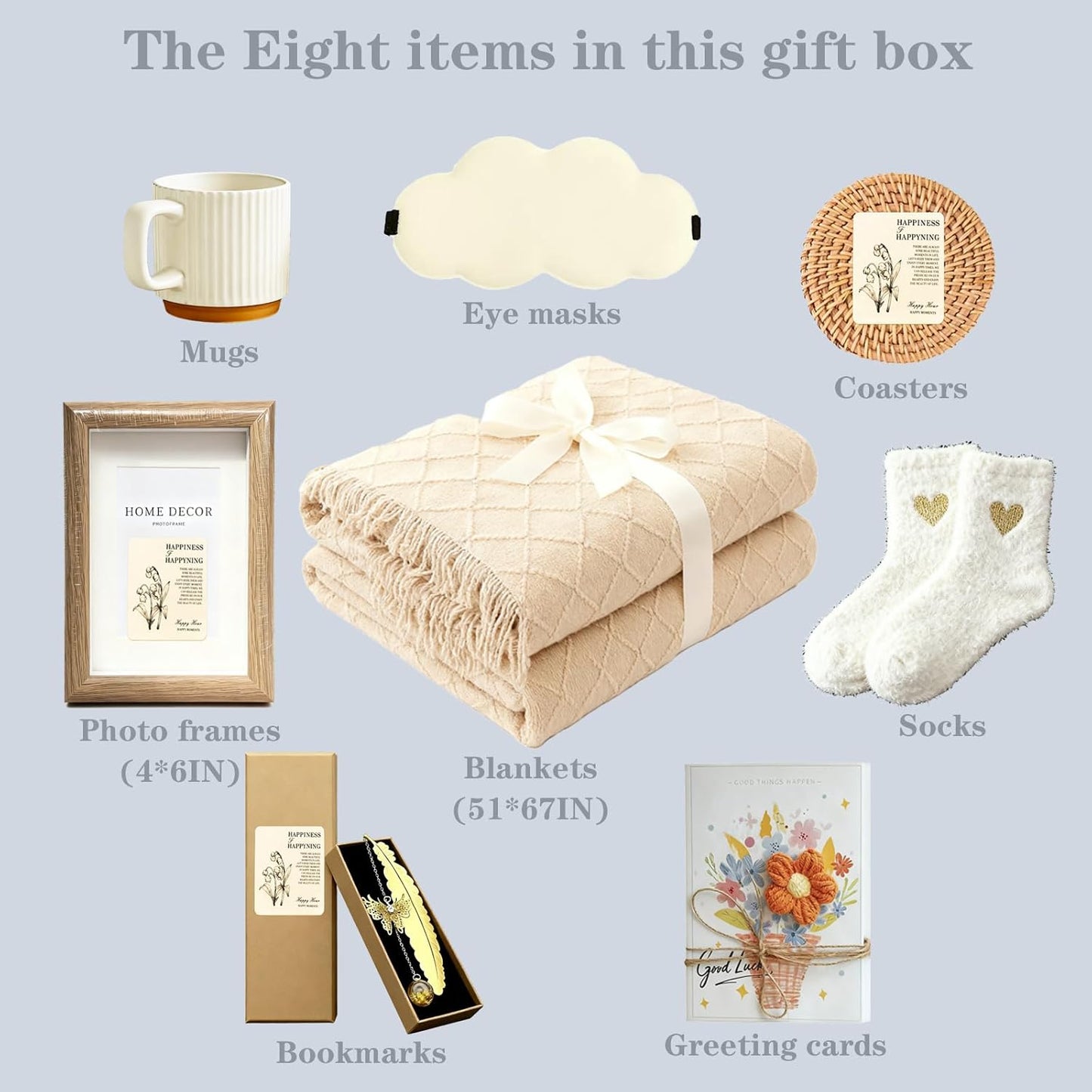 Birthday Gifts for Women,Care Package Gift Box for Women,Get Well Soon Gift Baskets for Her,Sister,Best Friend,Mom,Wife,Thoughtful Self Care Gifts with Blanket,Coffee Mug,Photo Frame