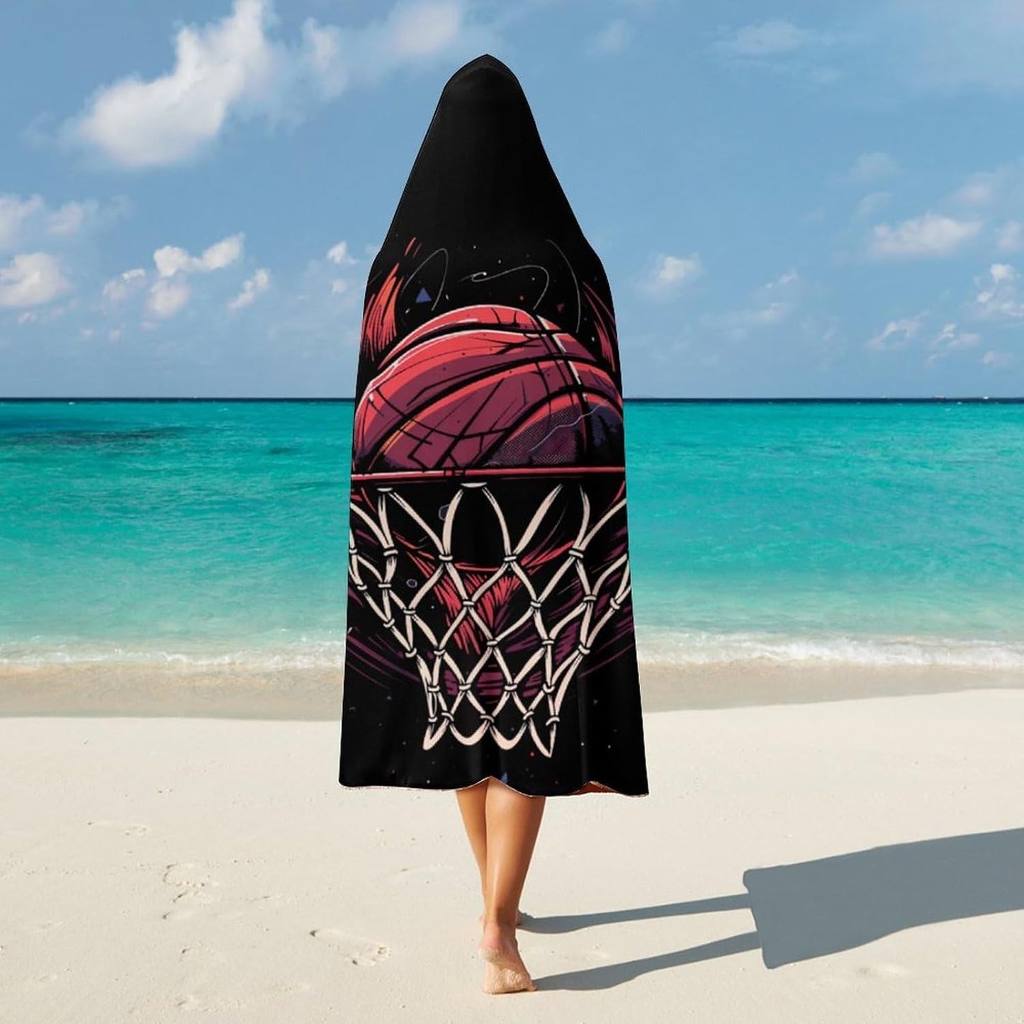 Basketball Wearable Hooded Blanket Soft Hoodie Blanket Throw Blankets Cloak
