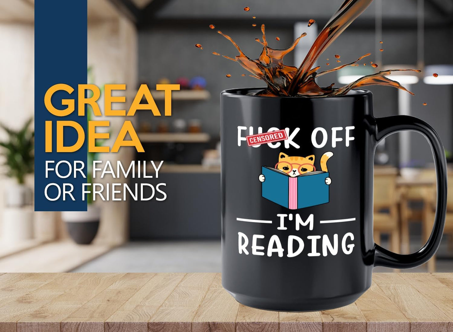 Sarcasm Coffee Mug 15oz Black -I'm reading - Book Lover Gift Student Bookman Nerd Bookworm Fiction Novel