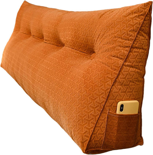 Wedge Pillows for Sitting in Bed Queen Size Reading Bedrest Throw Large Headboard Back Support Lumbar Cushion with Removable Cover Corduroy ( Color : Orange , 59 x 8 19 inch )