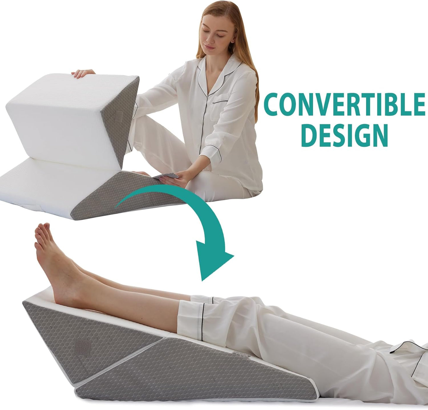 Orthopedic Bed Wedge Pillow Set — 3-Piece, Adjustable, Back Pain & Acid Reflux Relief
