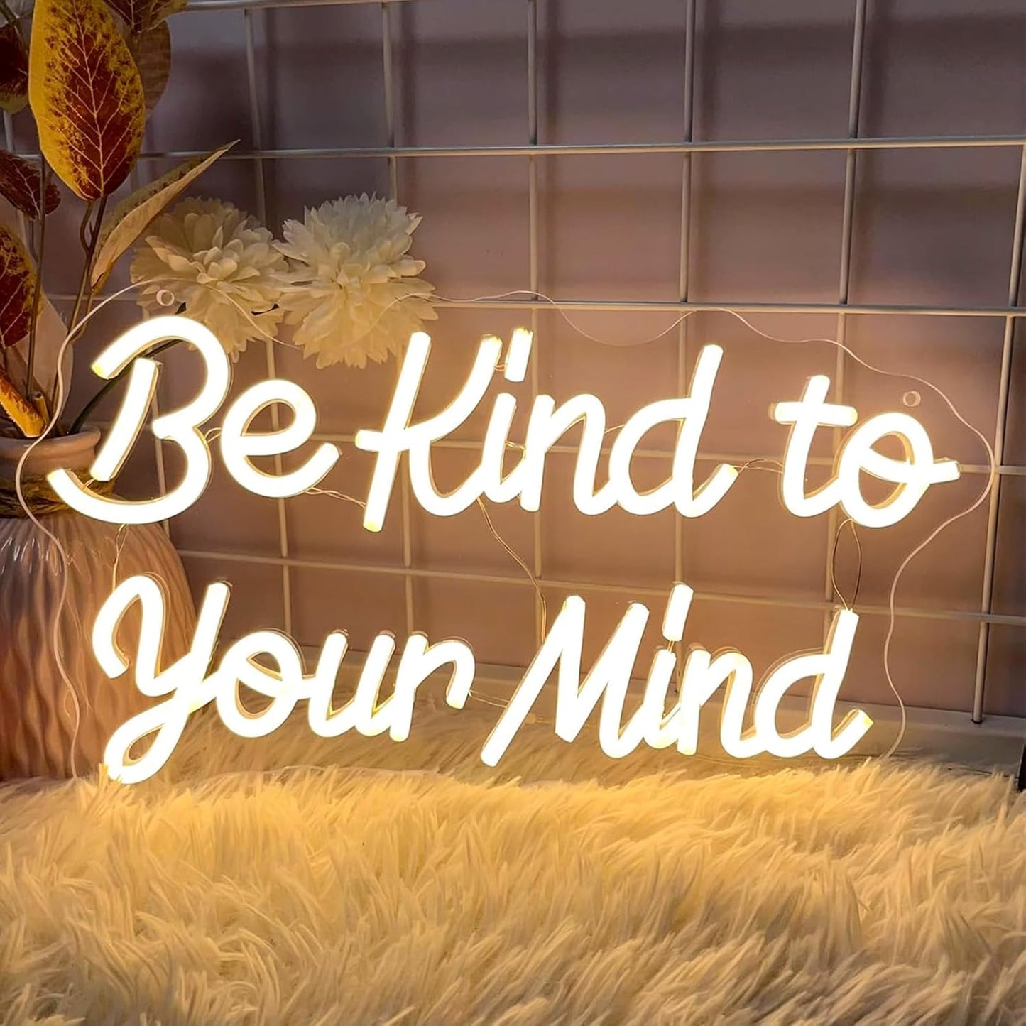 Be Kind to Your Mind Neon Sign Dimmable Led Neon Lights for Wall Decor USB Encouragement Word Neon Light Up Signs for Bedroom Home Bar Office Study Room Wedding Birthday Party Teens Girls Gifts