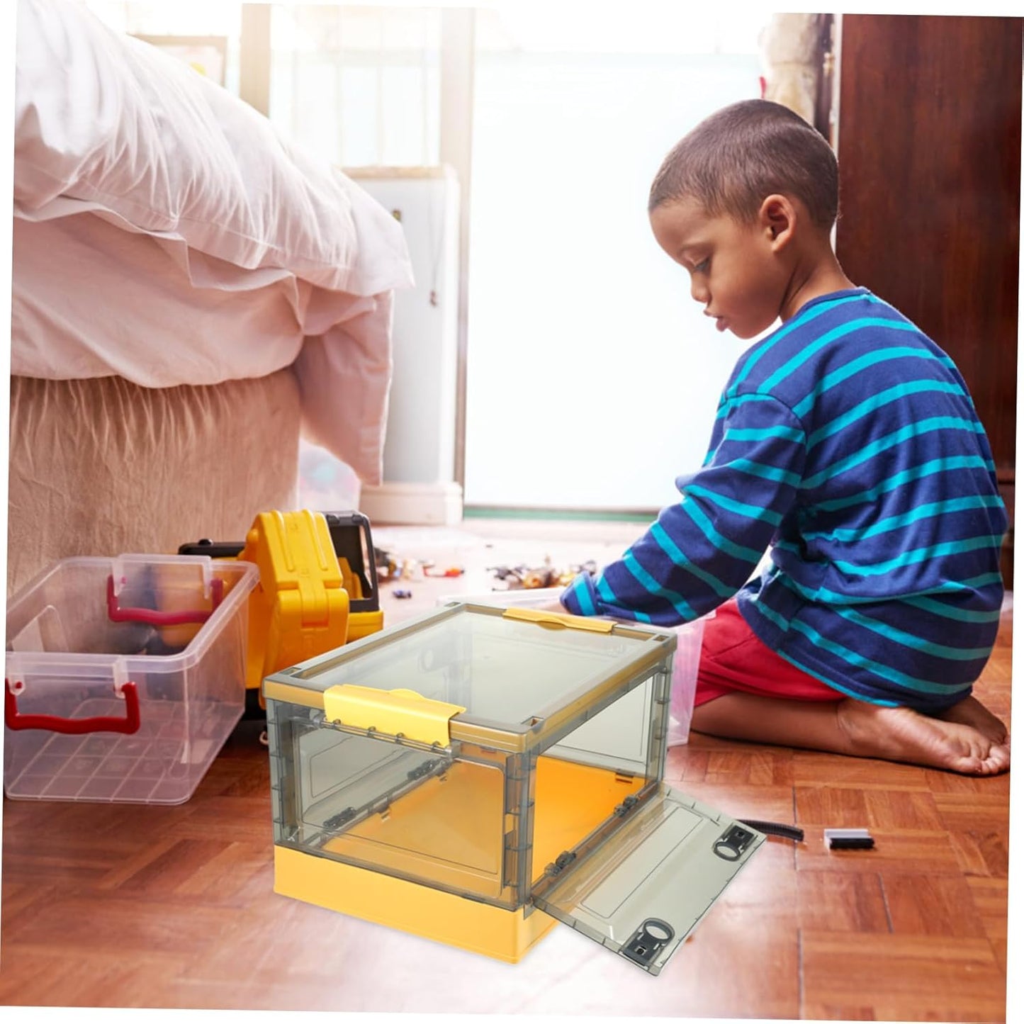 Box Yellow Pp Cubes Bento Storage Bins Organiser