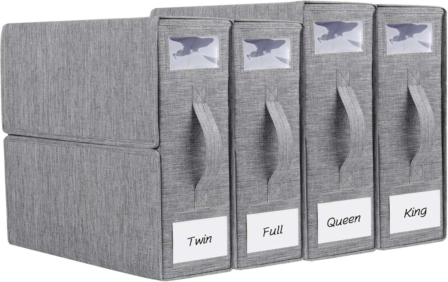 Cosybreeze Bed Sheet Organizers and Storage, Foldable Bed Sheet Set 4 Pack Twin/Full/King/Queen Size Organizing Bedding Container Linen Closet Organizer for Duvet Covers Clothes Towels, Grey