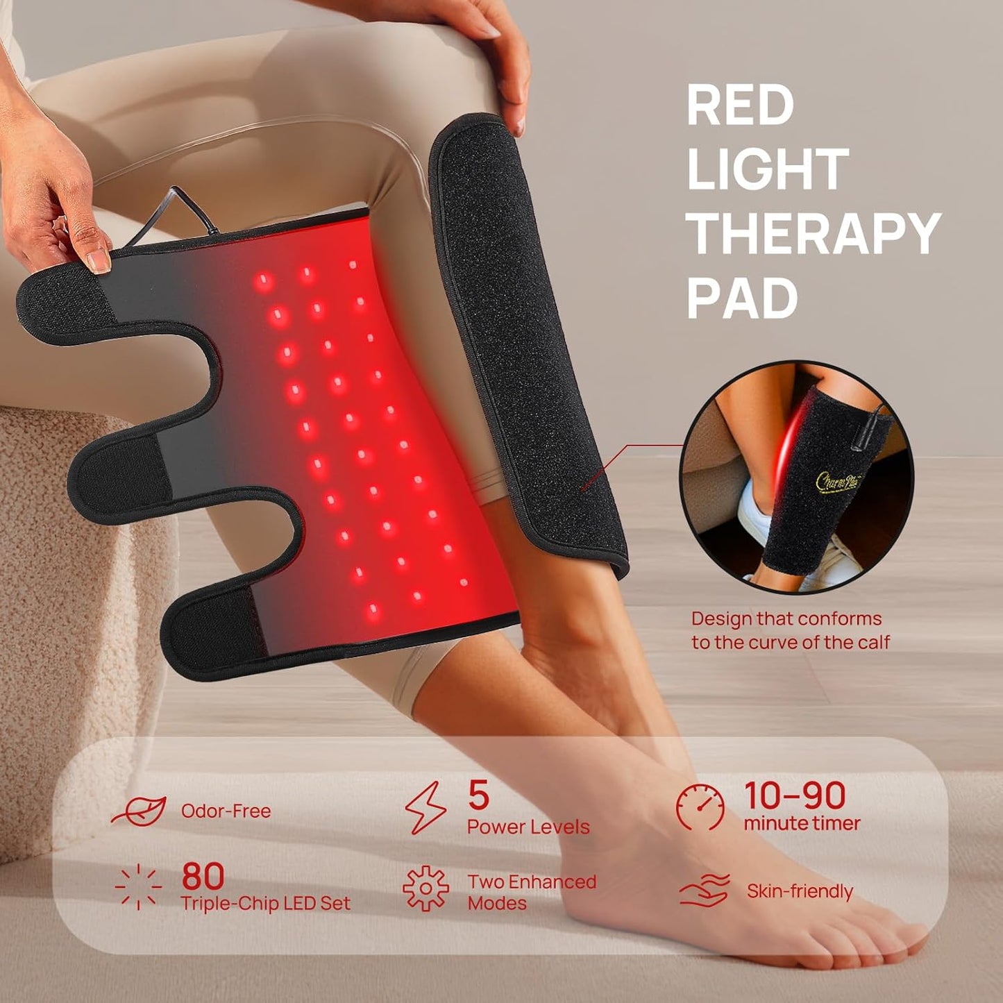 Red Light Therapy Pad for Calf, Near-Infrared Light Therapy Wraps, Vibrating Massage Heating for Leg, Adjustable Power and Modes, Perfect for Office, Home, and Post-Workout Use(Black)