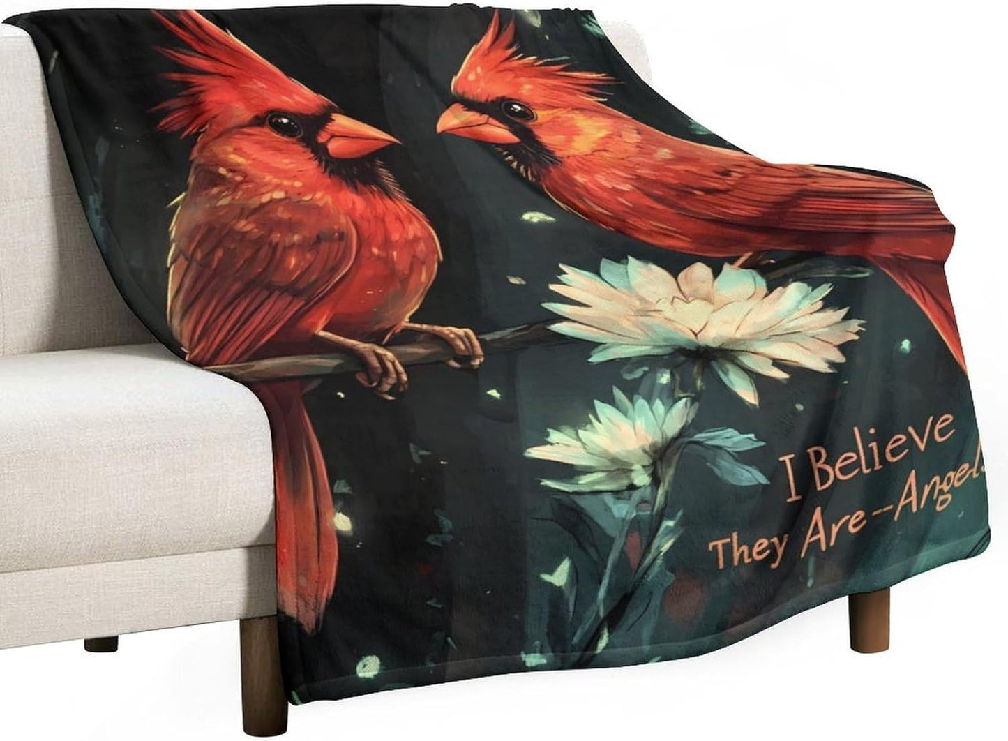 Cardinal Birds Throw Blanket for Couch Bed Plush Cozy Fuzzy Flannel Blanket for All Season 55"x70"
