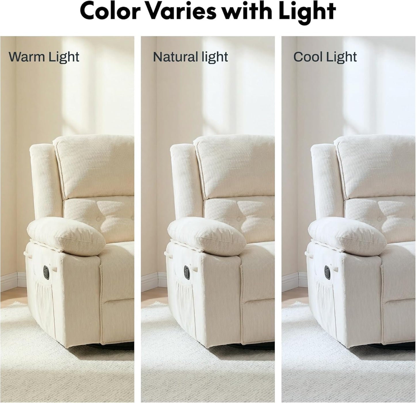 Modern Rocker Recliner Chair with Cushioned Backrest Adults Massage Rocking Chairs Nursery 360 Swivel Glider for Living Room Bedroom Home Furniture