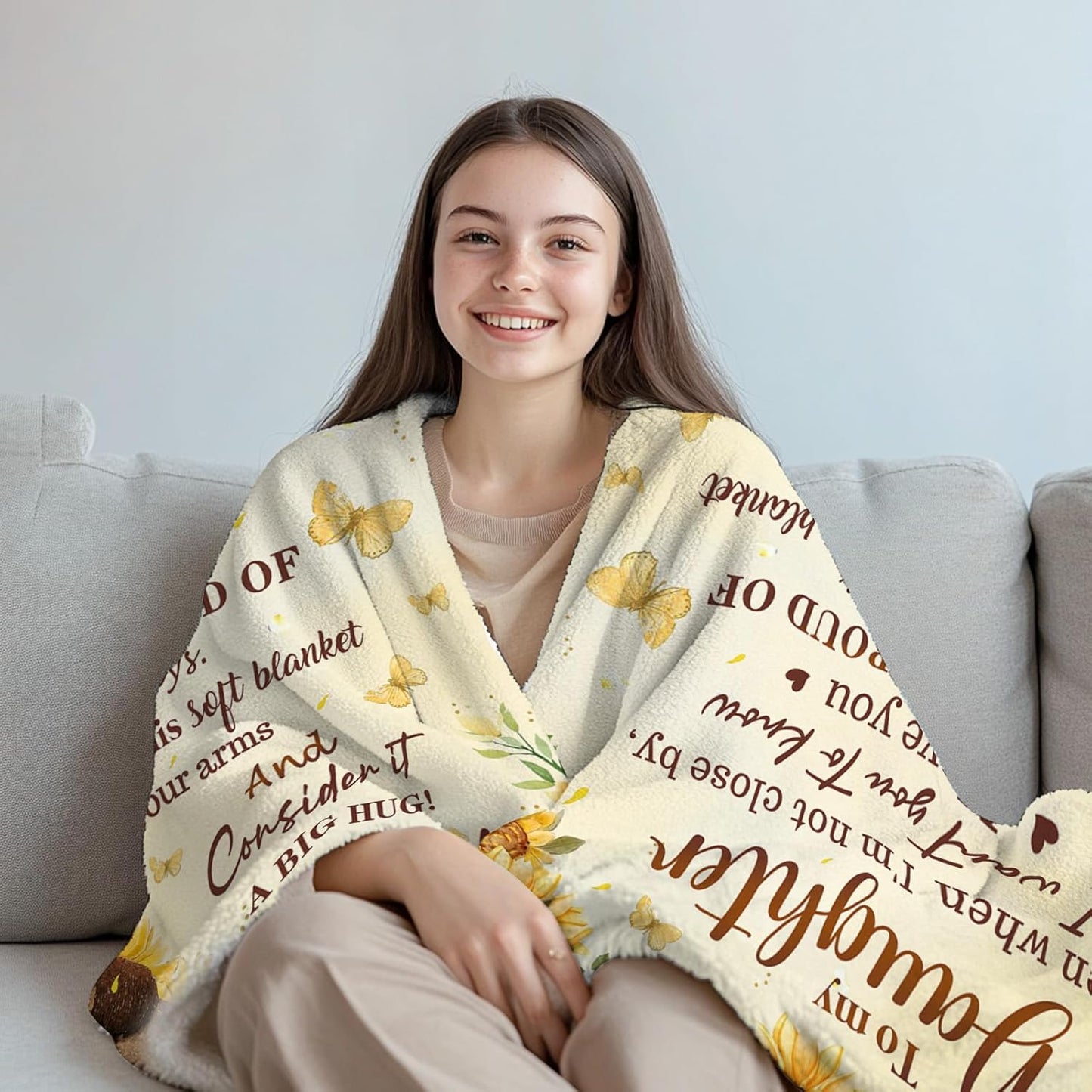 Daughter Gifts from Mom Dad, to My Daughter Blanket from Parents, Birthday Graduation Wedding Gifts for Daughters Sunflower Bear Soft Flannel Throw Blanket 50"x60"