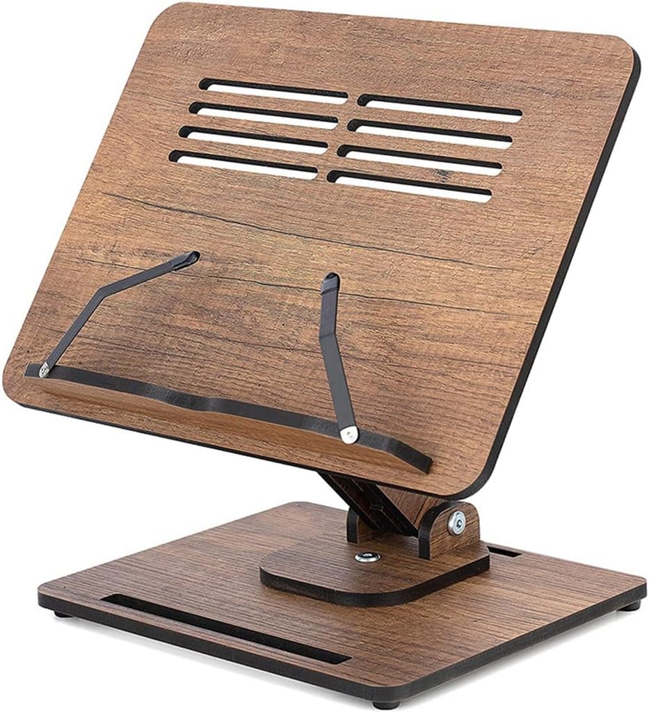 Wooden Bookshelf Desktop Recipe Music Reading Rack Adjustable Laptop Stand