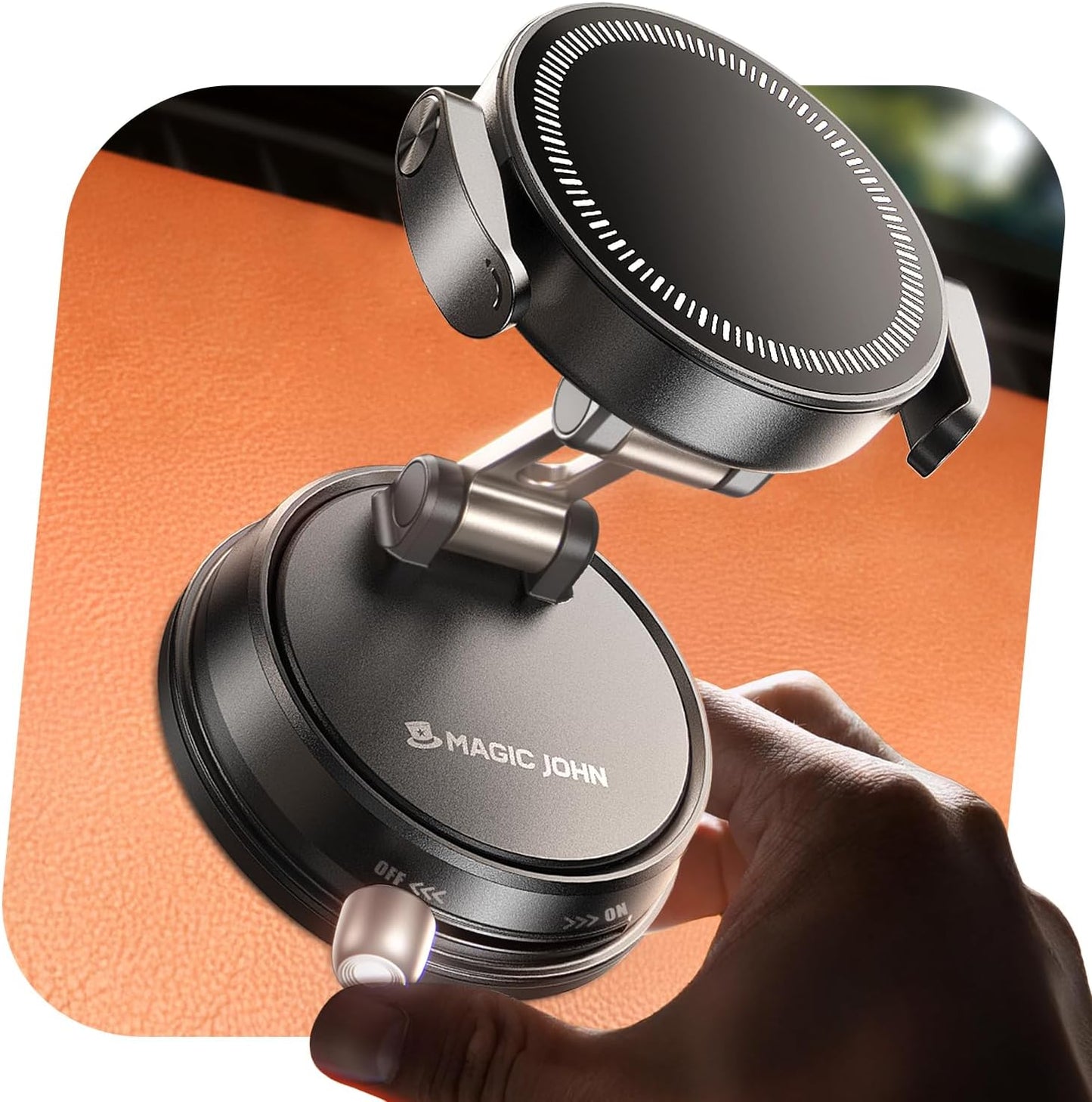 MAGIC JOHN for MagSafe Car Mount [20 N55 Magnets & Clip Arm] 360° Adjustable Magnetic Phone Holder for Car Phone Holder Mount Holders Cell Phone Holders for Your Car Accessories for iPhone 17 Promax