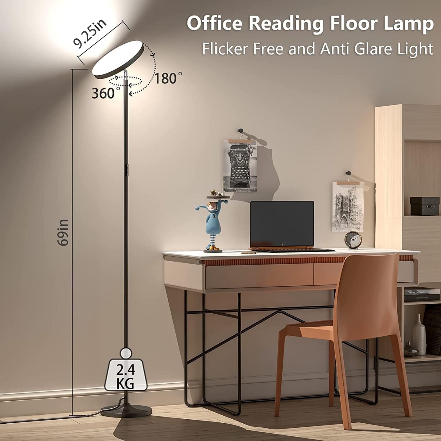 Keepsmile Double Side Lighting Led Floor Lamp with Remote Smart App 36W/2600LM Bright Tall Standing RGB Floor Lamp Angle Multicolor Dimmable Modern Floor Lamps for Livingroom Bedroom Office