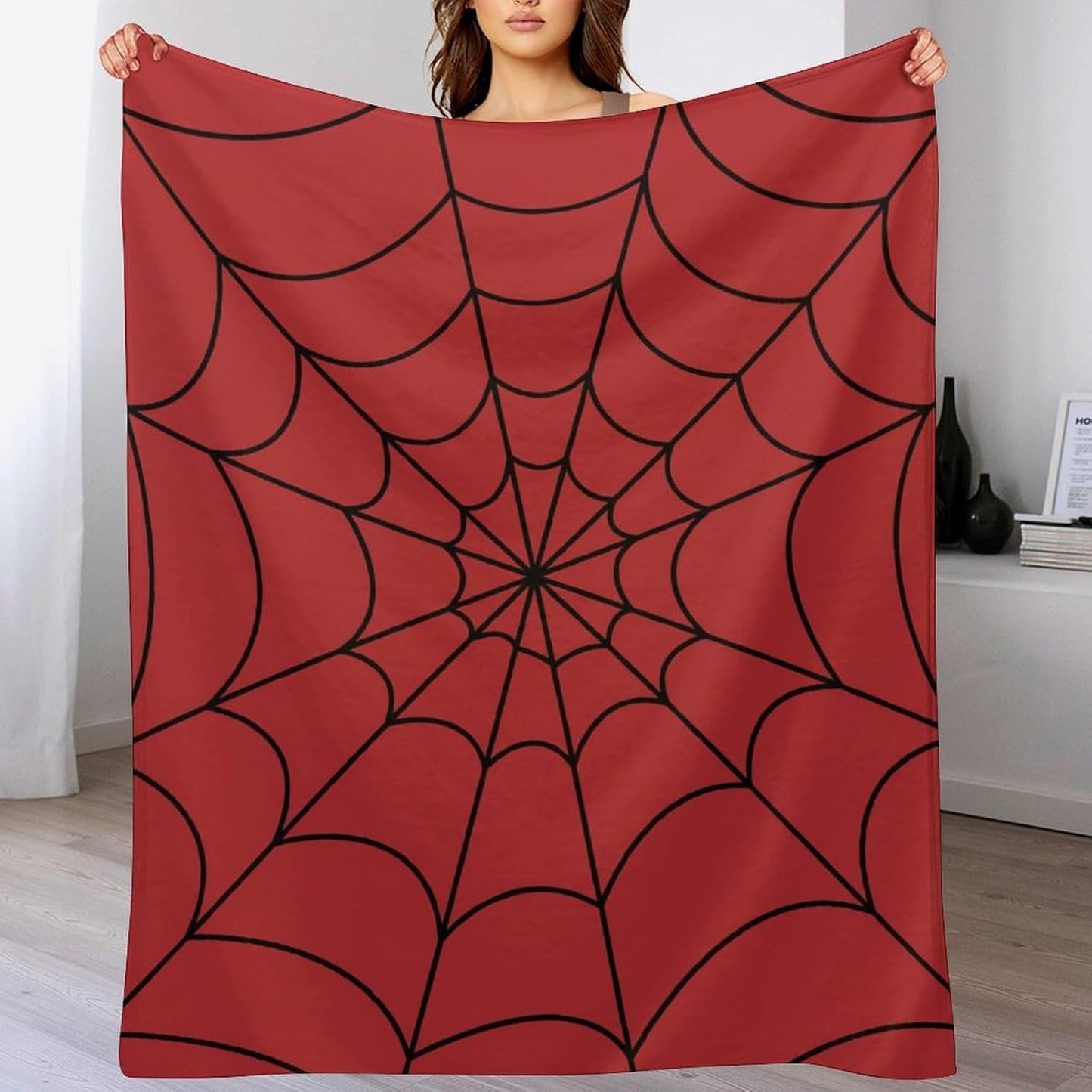 Red Spider Web Blanket Gifts for Boys & Girls, Lightweight Reversible Soft Flannel Throw Blanket Cozy Blanket for Kids Teens Perfect Room Decor for Bedroom Living Room Playroom, 51x63 Inch