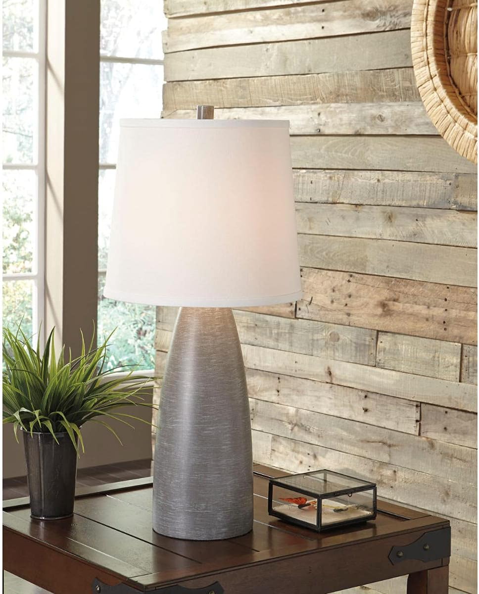 Signature Design by Ashley Shavontae Modern Table Lamp, 2 Count Lamps, 27.5", Gray