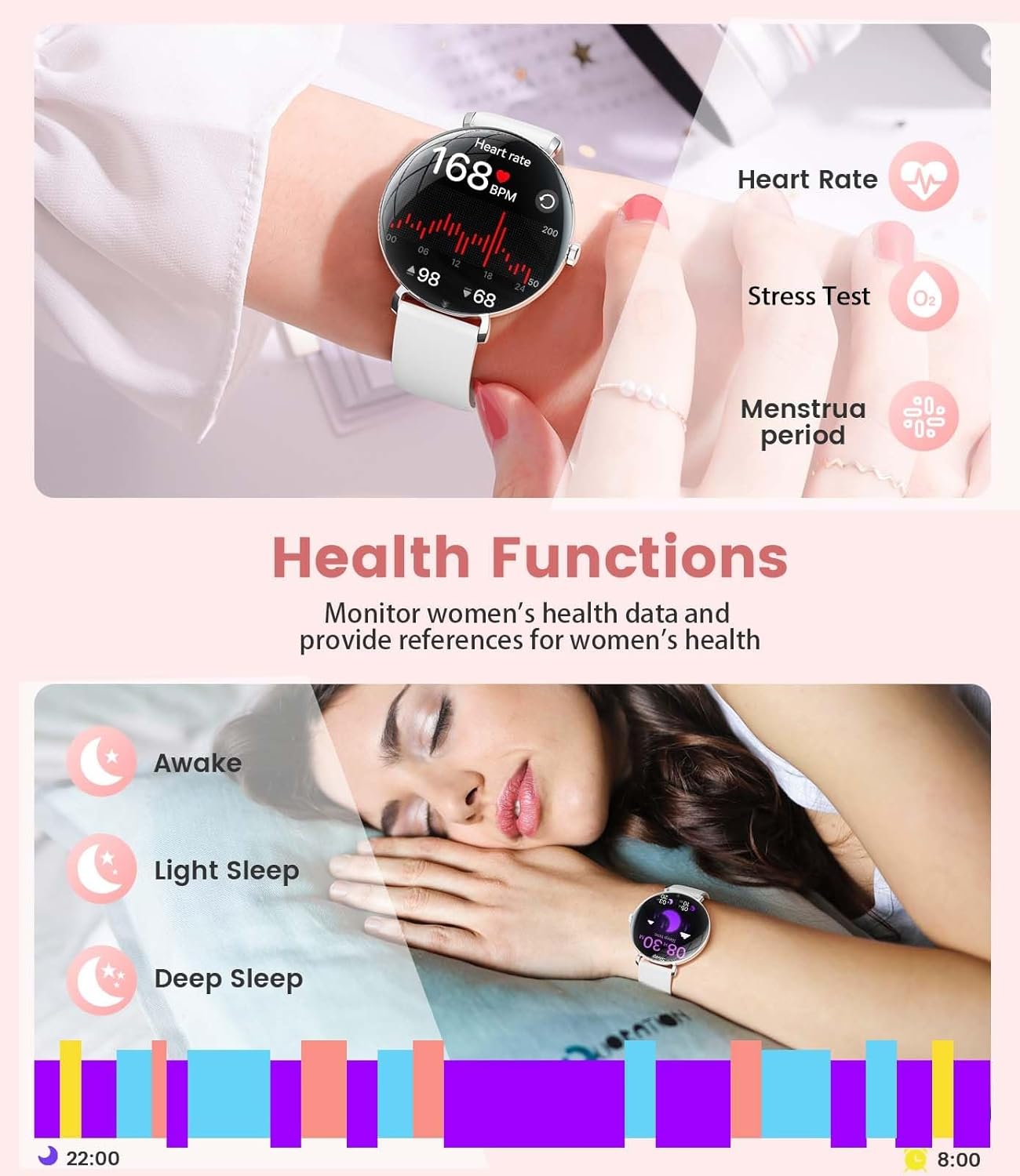 LIGE Ultra-Thin Smart Watch for Women(Answer/Make Calls),1.43" Always-on Display Smart Watch with Heart Rate,Clories Tracker 100+ Sports Modes, Women Smartwatch for Android iOS (Silver-FV17-G)