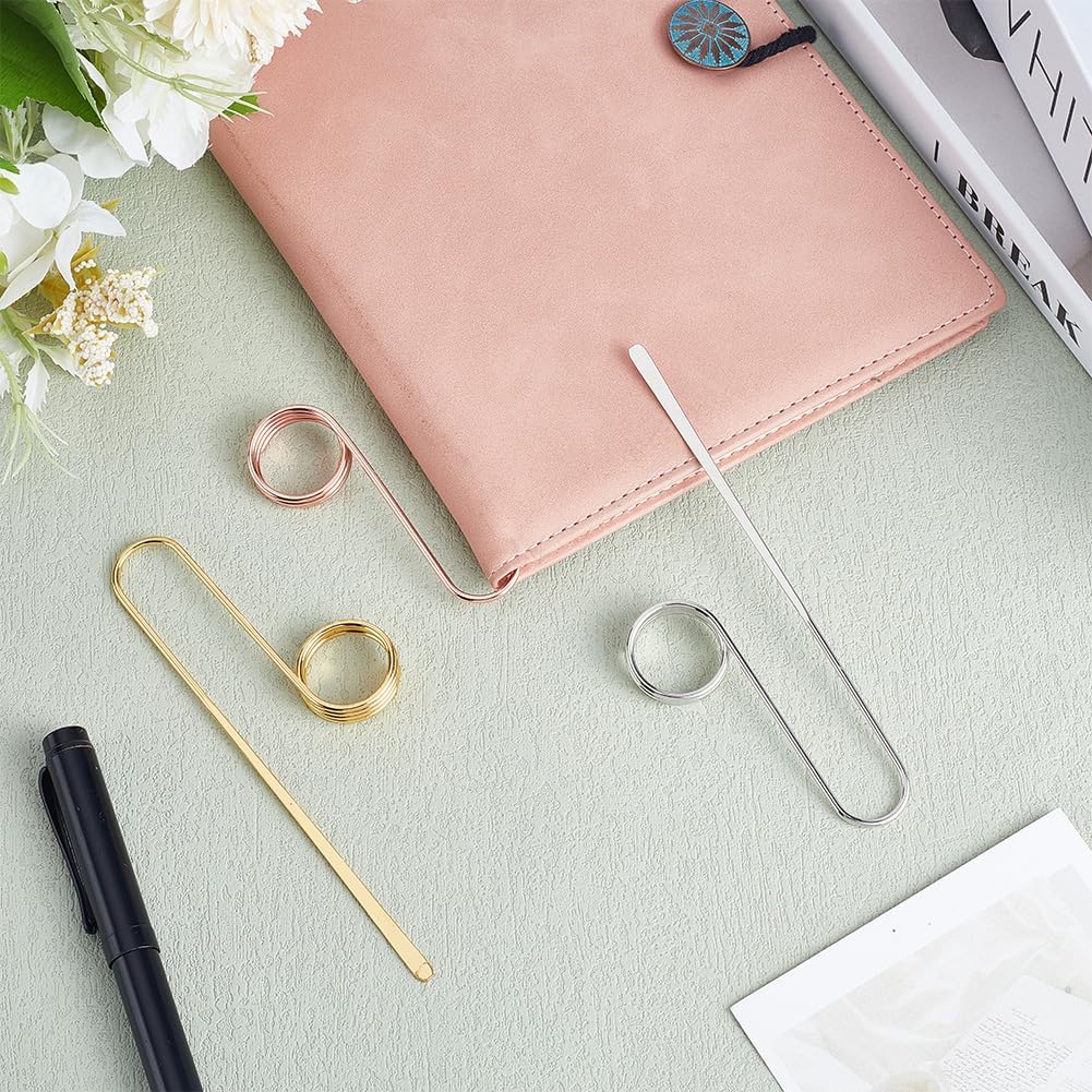 WEBEEDY 3 Colors Book Holder Ring Bookmark Metal Book Page Clips Finger Thumb Bookmark for Reading Lovers Books Accessories Birthday Gifts, 5.3 inch (Gold,Rose Gold,Silver)