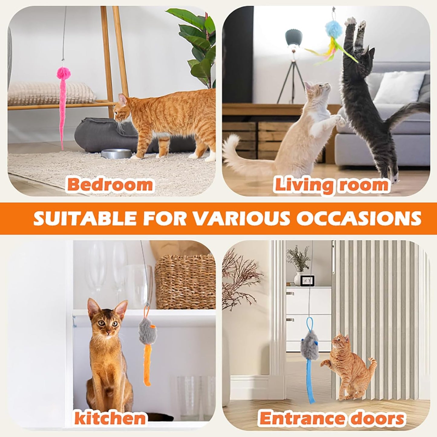 Rechargeable Electric Cat Teaser with Remote – Interactive Door Clip Teaser for Cats, 2 Motion Modes (360° Spin & Irregular Jumping), Smart Auto Cat Toy for Exercise & Fun (Gray)