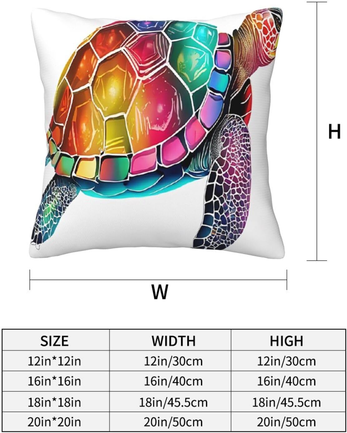 All-Season Square Pillow Covers 18"X18", Sea Turtle, Decorative Throw Pillow Covers for Sofa Bed Couch, Hidden Zipper Cushion Cover, Square Lumbar & Accent Pillowcases for Home Decor