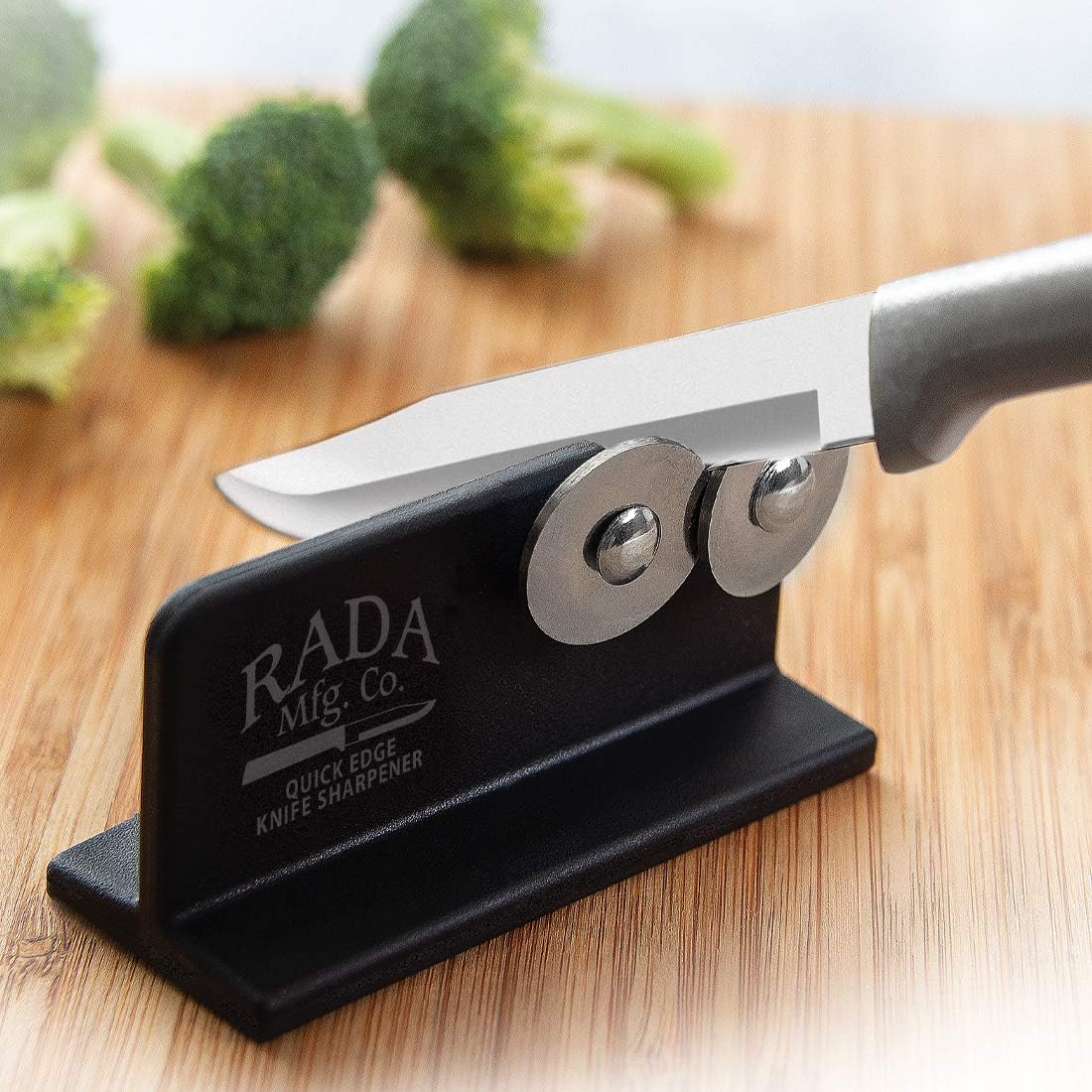 Rada Cutlery The Starter Gift Set (S38), 7-piece Knife Set with Quick Edge Sharpener (R119), Stainless Steel Blades, Silver Handle