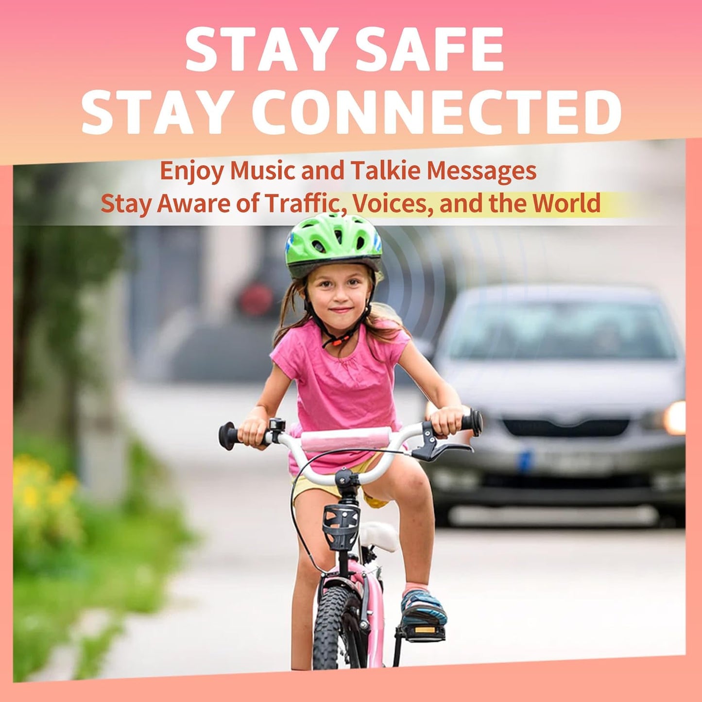 Kids Bluetooth Headphones, Air Conduction Open-Ear Headphones, Mic/Touch, 85dB Limit, Parental Control, Clear Audio, Lightweight, Rugged & Durable, IP54/20H, Earbuds for School/Travel - Red Yellow