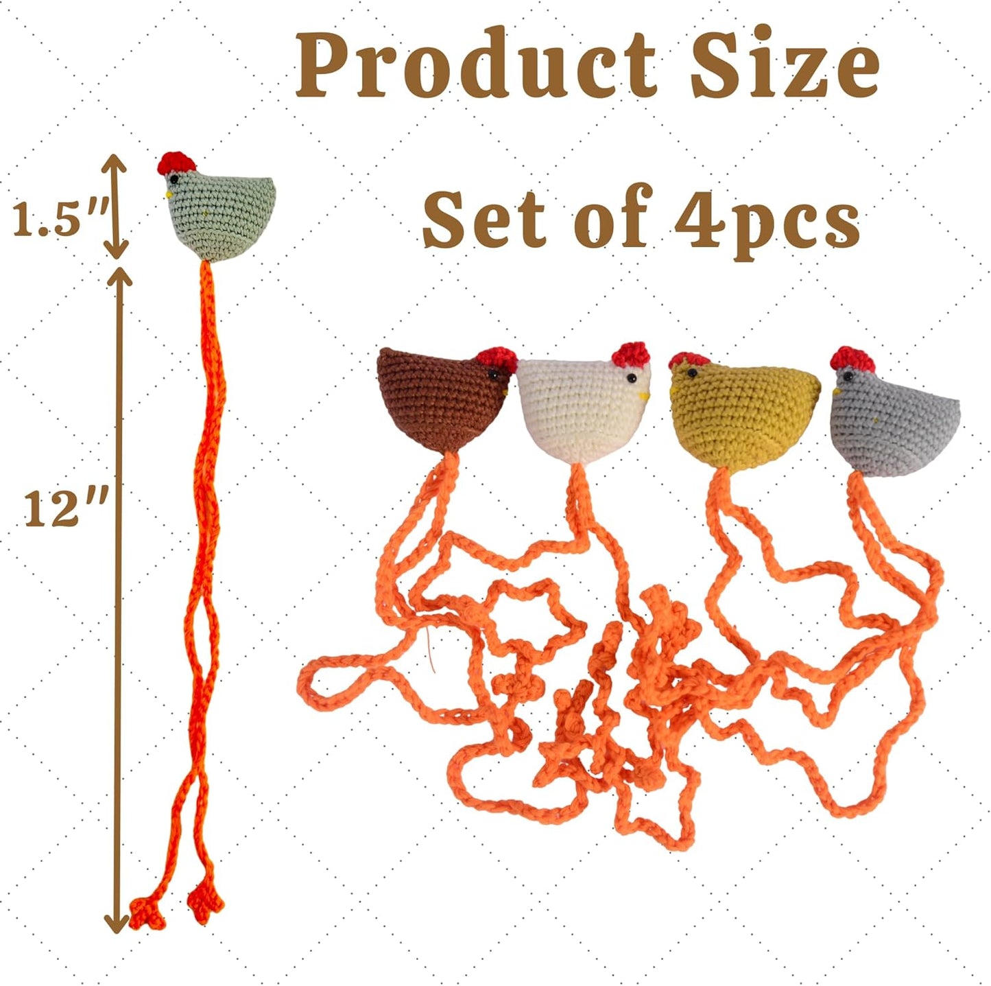 Handmade Chicken Bookmark Set of 4pcs Cute Crochet Gift for Book Lovers, Teacher Appreciation Present, Reading Accessory for Women, Teacher Gifts, Unique Farm Animal Lovers Idea for Classroom Supplies