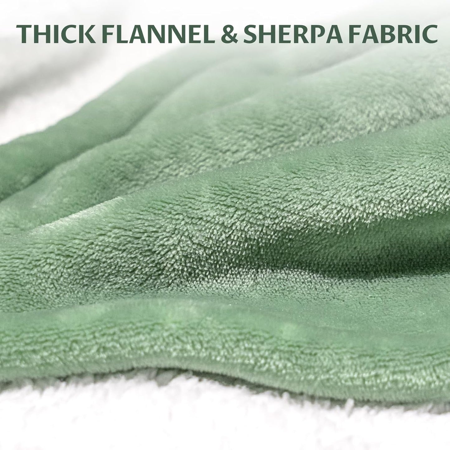 Reaks Heated Blanket Throw, 50×60 Inches, Fast Heating Blanket 10 Heat & 9 Timer Settings, Electric Blanket Soft Flannel Sherpa, Automatic Power Off Function, ETL & FCC, Machine Washable, Green
