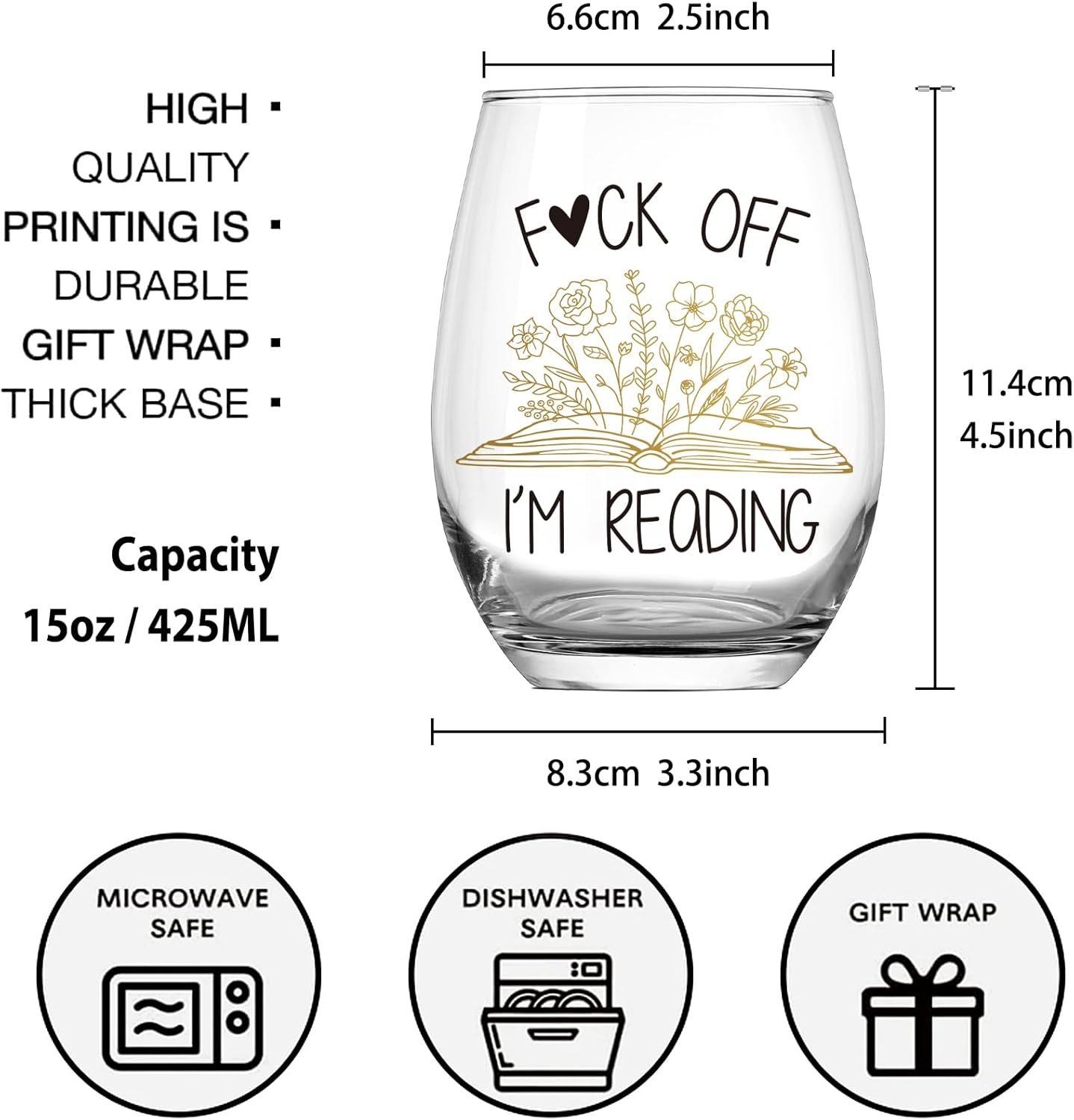 Wine Glass Gifts for Book Lover, F Off I’m Reading, Funny, Inspirational Book Club Christmas Birthday gifts for Bookworm, Readers Freinds, Funny Reading Accessories Librarian Bookish -56