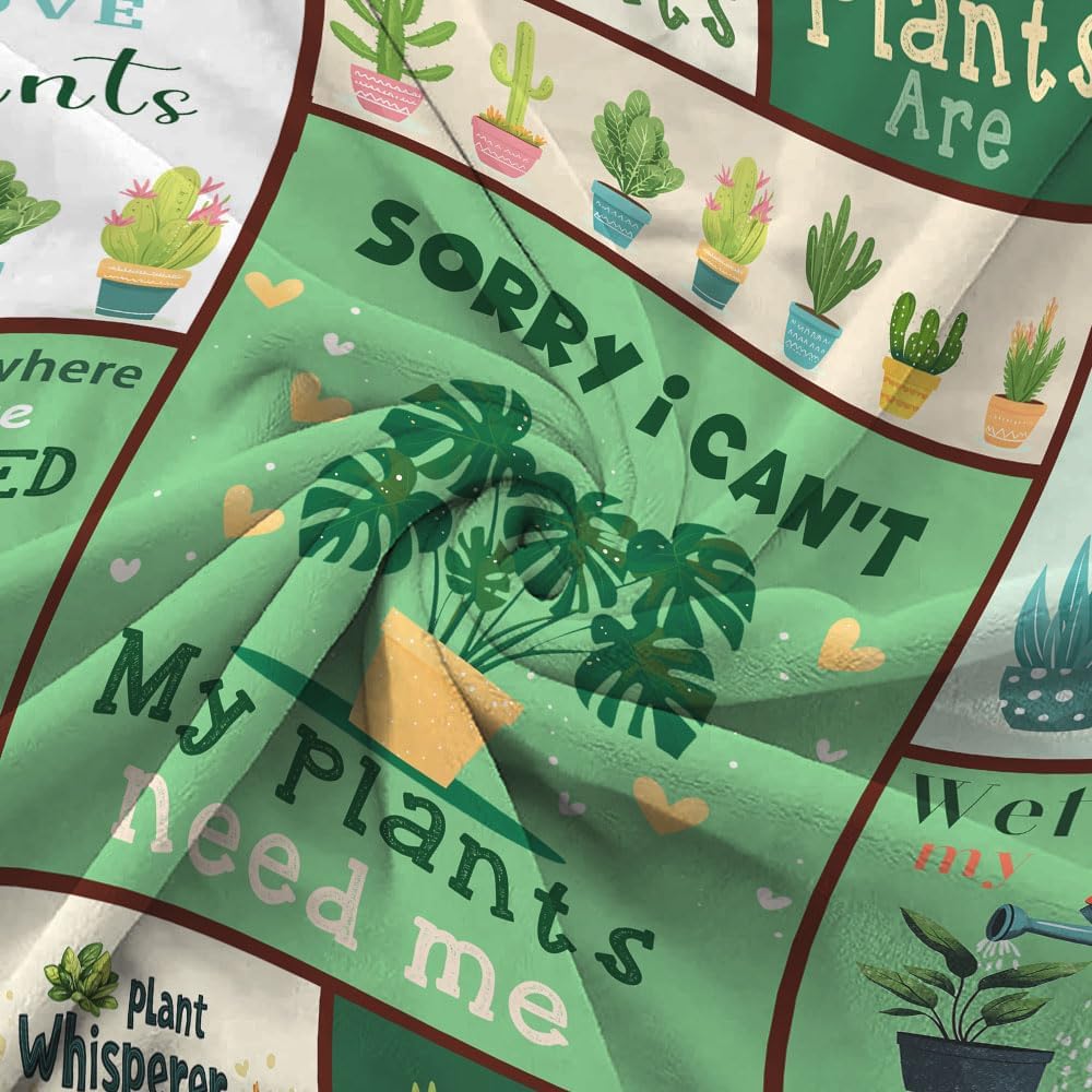 NYMB Gardening Gifts Blanket for Women Lady Mom Cozy Flannel with Adorable Plant - Themed Designs Throw and Blanket for Couch Bed Sofa Unique Presents for Plant Lovers Gardeners Women