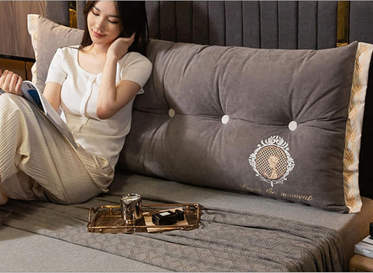 Positioning Support Headboard Pillow, Large Bed Bolster Rectangular Lumbar Cushion for Rest Reading, for Day Bed & Bunk Bed with Removable Cover (Color : Gray, Size : 200 * 60CM)