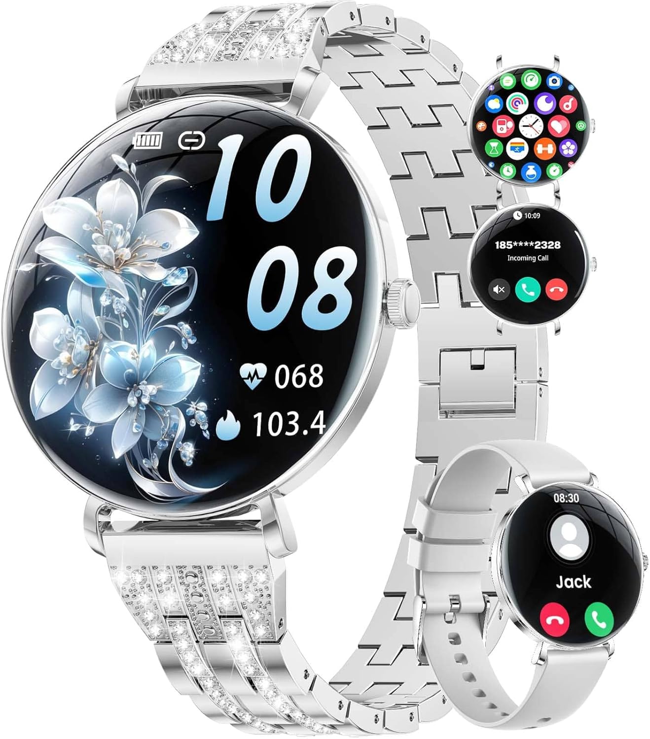 LIGE Ultra-Thin Smart Watch for Women(Answer/Make Calls),1.43" Always-on Display Smart Watch with Heart Rate,Clories Tracker 100+ Sports Modes, Women Smartwatch for Android iOS (Silver-FV17-G)