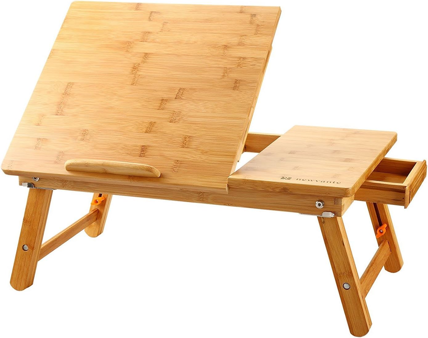 Laptop Desk Nnewvante Table Adjustable Bamboo Foldable Breakfast Serving Bed Tray w' Tilting Top Drawer