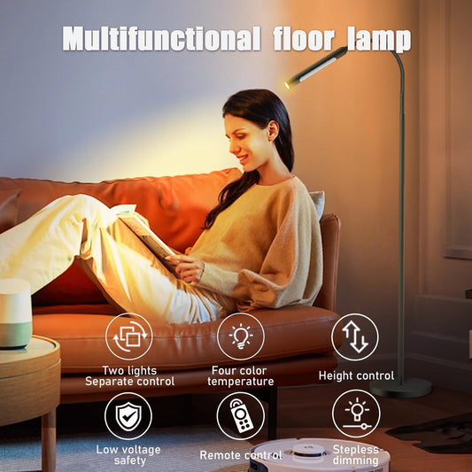 Floor Lamp for Living Room, bedrooms,Work,Study and Home Decor.with Remote Control.4 Color temperatures LED Bulb.Lighting Brightness Adjustable from 10%-100%.Modern Reading Standing lamp.