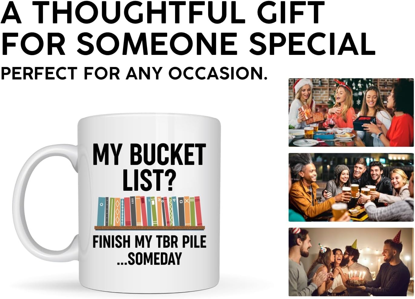 Book Lovers Coffee Mug 11oz White -TBR bucket - Book Reader Bookworm Addict Bookish Librarian Nerd Gifts Decor for Men Women