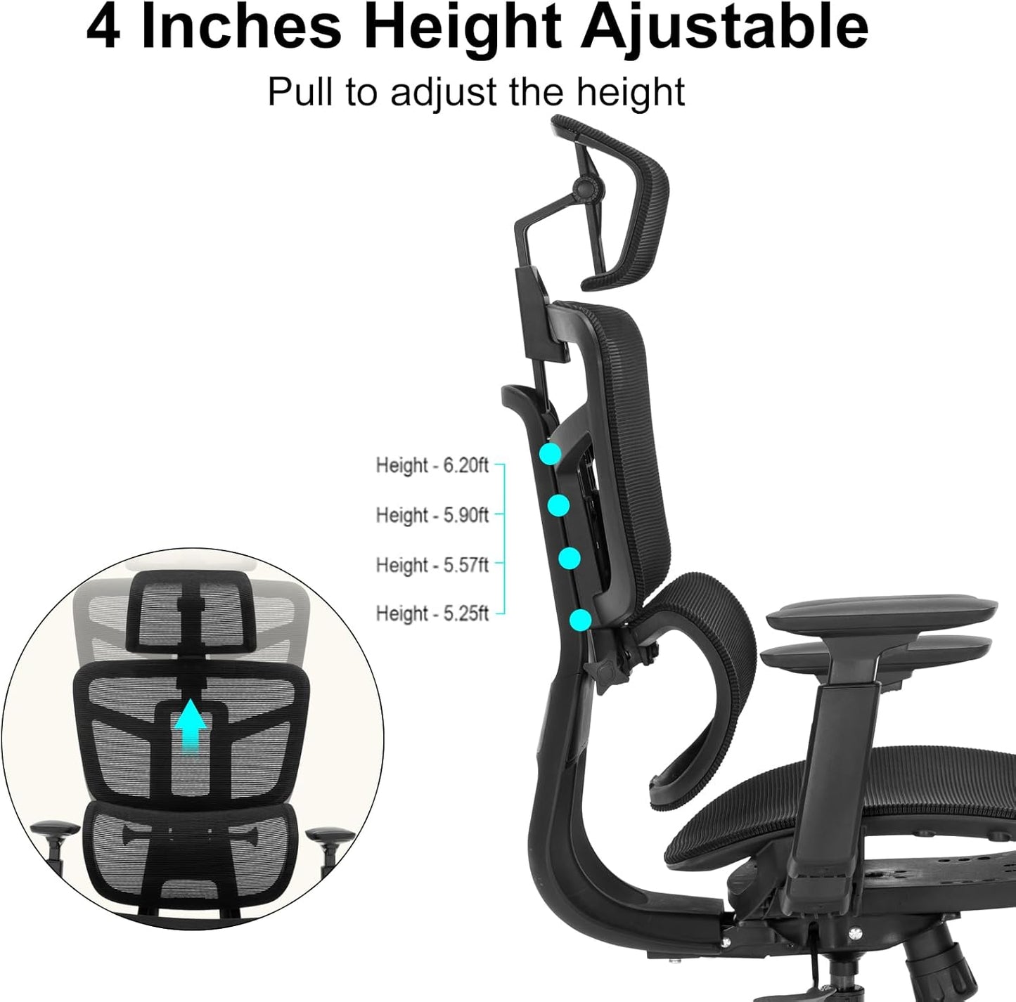 Ergonomic Office Chair, Desk Chair with Adjustable Height, Lumbar Support, High Back Mesh Computer Chairs with Flip up Armrests Support Home Gmaing Desk Chair, 360°Swivel, Tilt Lock and Wide Cushion