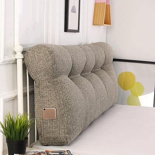 Rectangular Perfect Lumbar Pillow, Large Bolster Headboard Pillow,Bed Rest Positioning Support Reading Headboard Cushion for Day Bed & Bunk Bed,with Removable Cover (Color : Grey, Size : 18050CM)