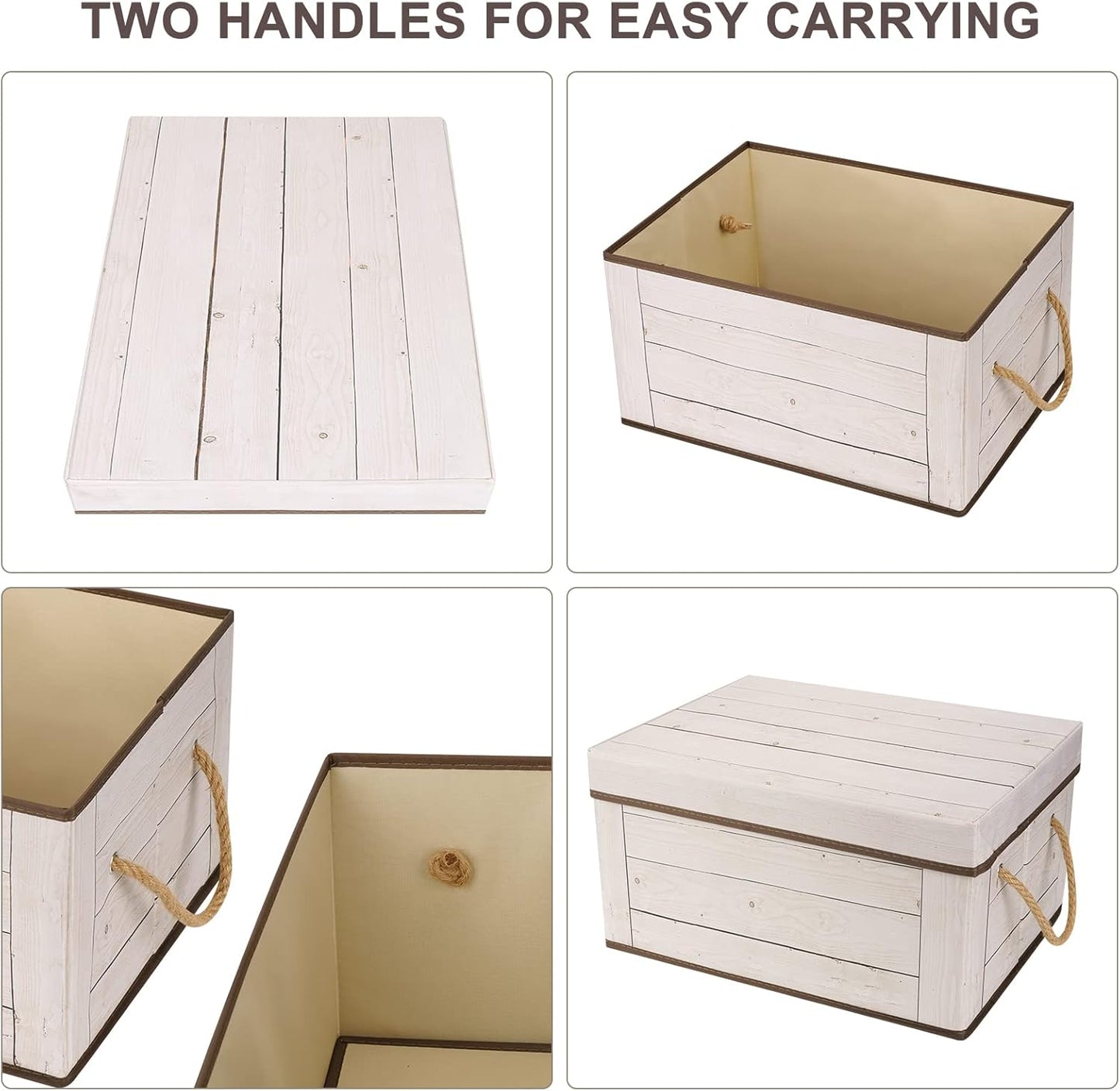 Livememory Memory Box for Keepsake, Decorative Storage Boxes with Lids and Handles for Storage, Decorative - L15.7 x W11.8 x H7.9 In (Not Made of Wood, 2 Pack)