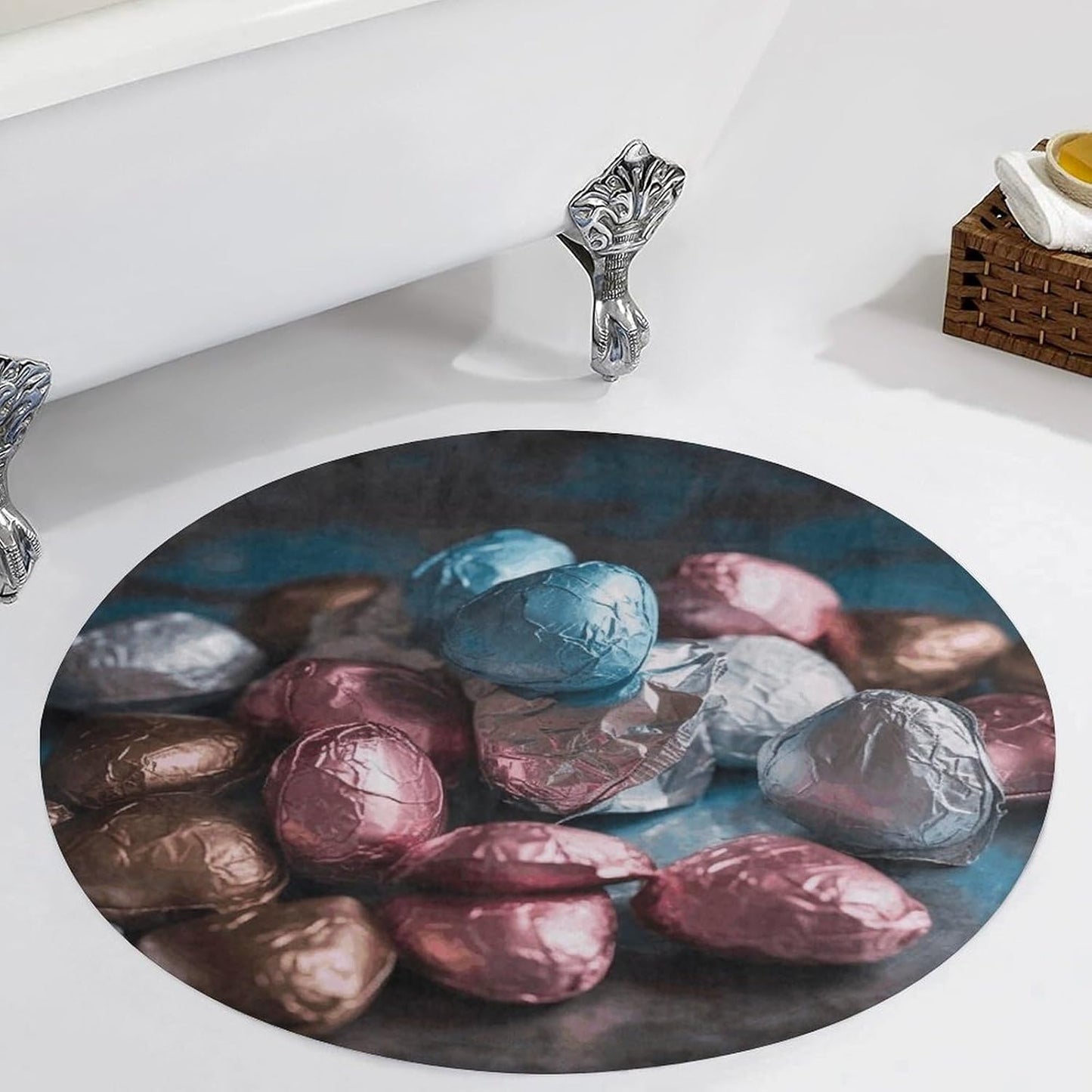 Valentine's Day Candy Circle Rug Retro Luxury Coral Velvet Floor Mat Non Slip Soft Indoor Floor Carpet Comfy Thickened Area Rugs Modern Aesthetic Minimalist Carpets for Home Decor