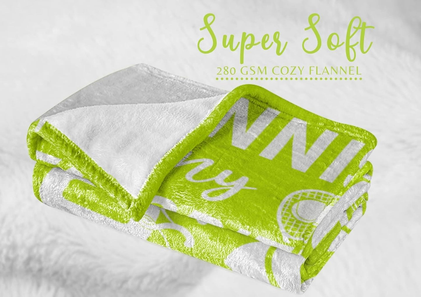 InnoBeta Tennis Gifts: Tennis Themed Throw Blanket for Men, Women, Boys, Girls & Players