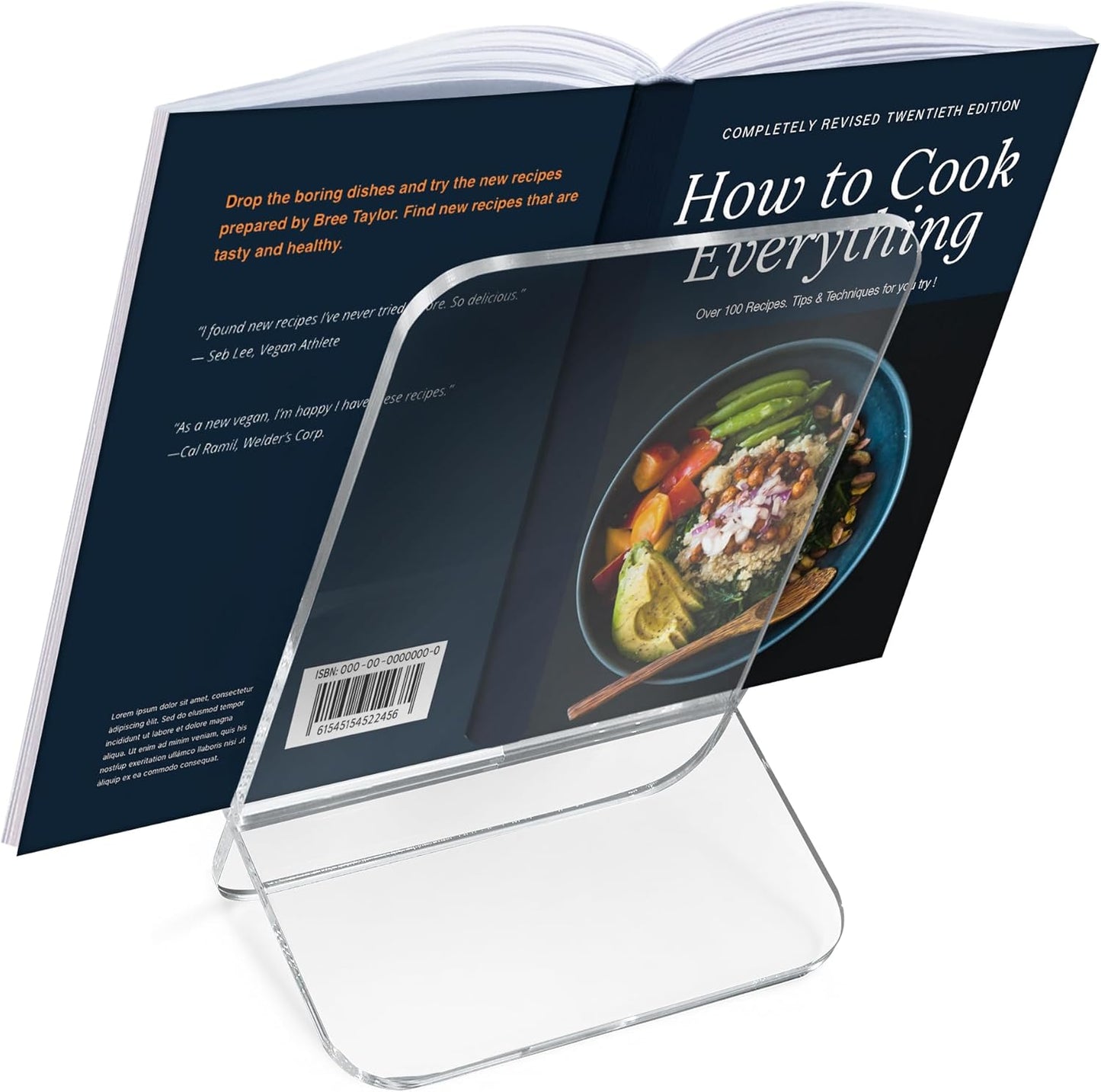 Americanflat Clear Acrylic Book Stand with Ledge - Acrylic Stands for Display - Cook Book Stand, Magazine, and Comic Holder for Tabletop