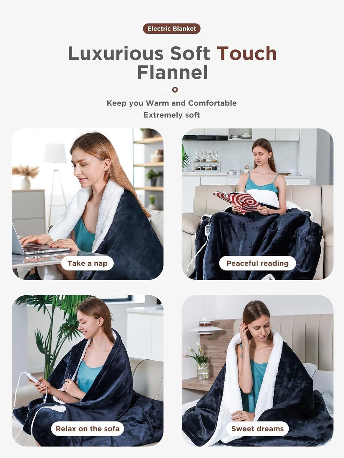 Heated Blanket,Soft Flannel Heated Throw Blanket,Fast Heating Electric Throw Blanket with 8 Heating Levels,9 Hours Auto Shut Off,Home Sleep Electric Blanket Throw, A Thoughtful Gift for Elders